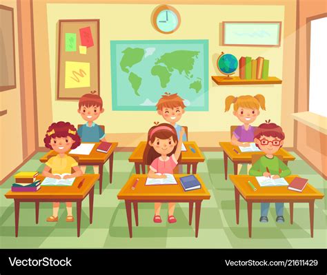 Pupil kids at classroom primary school children Vector Image