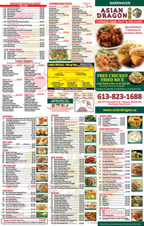 Asian Dragon - Menu