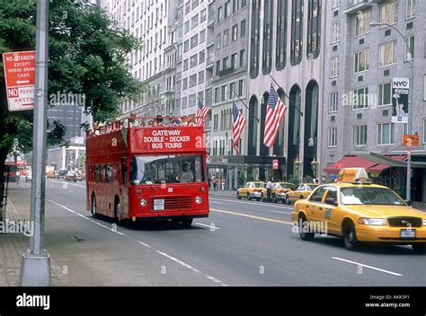 New York City Sightseeing Tour Bus Manhattan NYC USA Stock Photo - Alamy