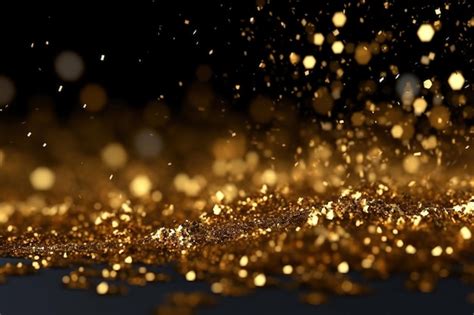 Premium AI Image | A close up of gold glitter dust on a black background