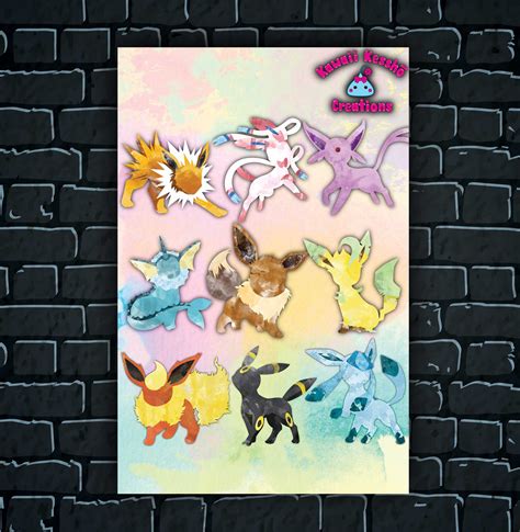 Eevee Fan Art 11 x 17 Poster — Kawaii Kessho Creations