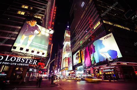 Times Square, featured with Broadway Theaters and LED signs – Stock ...