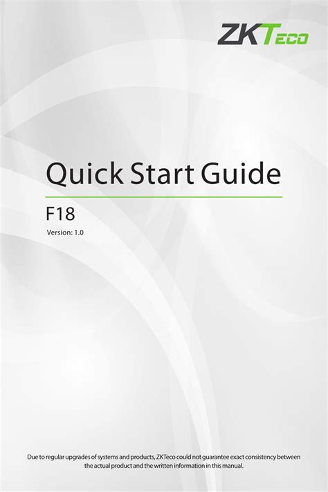 ZKTECO F18 QUICK START MANUAL Pdf Download | ManualsLib