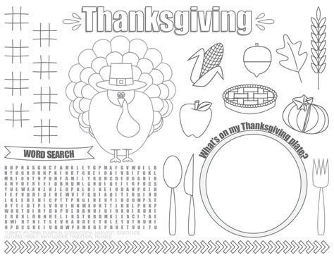 Thanksgiving Coloring Placemats For Toddlers - 10 Free PDF Printables | Printablee