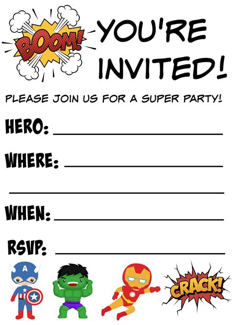 Free Printable Superhero Birthday Invitations | Superhero birthday invitations, Superhero ...