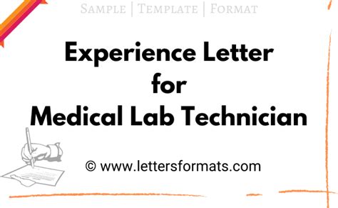 Experience Letter Certificate Format for Medical Lab Technician