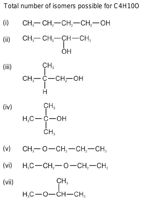 24. The number of structural isomers in C4H10O will be 1) 7 2) 8 3) 5 4) 6