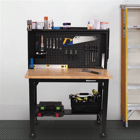 4' Adjustable Height Steel Workbench with Pegboard Back Wall – Montezuma® Toolboxes & Tool Storage