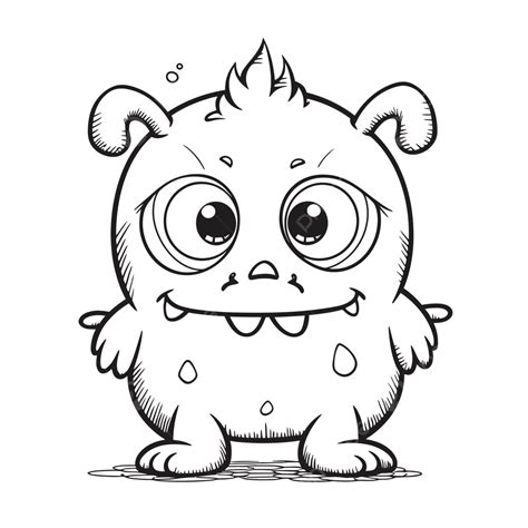 Cute Little Monster Coloring Page Outline Sketch Drawing Vector, Monster Drawing, Wing Drawing ...