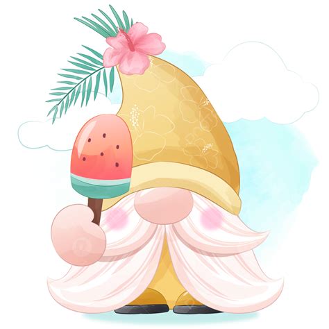 Summer Gnome Vector Art PNG, Cute Summer Gnome Illustration, Adorable, Animal, Cute PNG Image ...