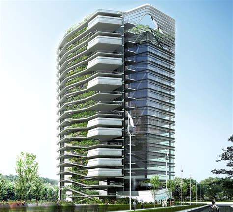 KEN YEANG Spire Edge South Perspective | Residential building design, Green architecture ...