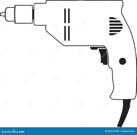 Electric drill repair tool stock vector. Illustration of drill - 209181402