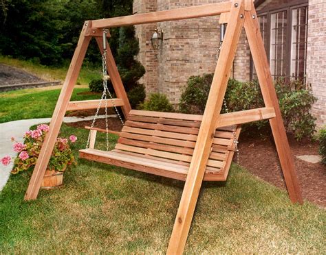 Red Cedar American Classic Porch Swing w/A-Frame Swing Stand