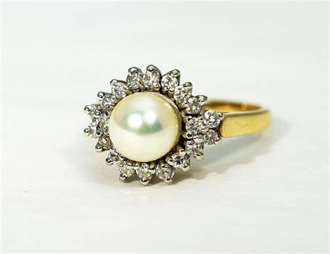 Vintage Pearl and Diamond Ring