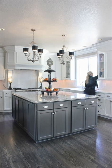 gray wood grain kitchen cabinets - Google Search | Grey kitchen floor ...