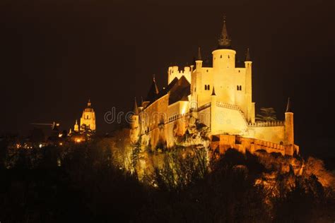 View of Alcazar of Segovia in Night Stock Image - Image of castile ...