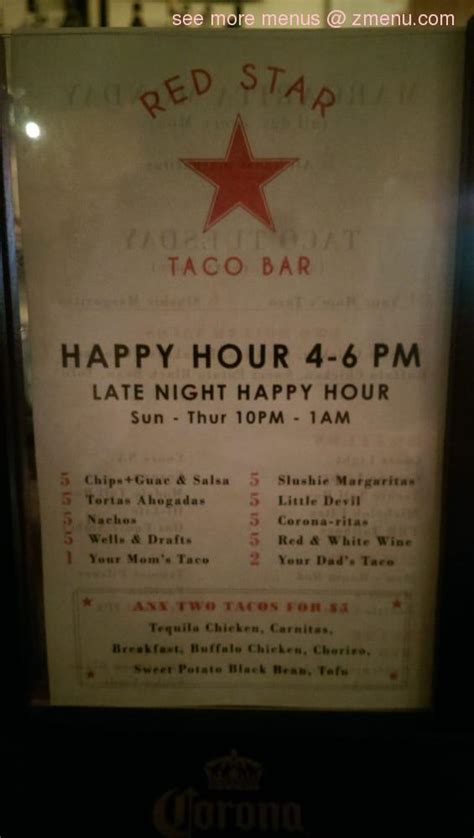 Online Menu of Red Star Taco Bar Restaurant, Seattle, Washington, 98103 - Zmenu