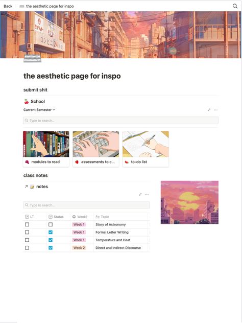 Aesthetic, anime-themed, Notion template for students! in 2021 | Notion template, Notion ...