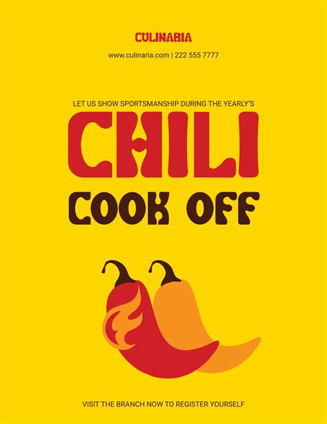 Chili Cookoff Event Flyer Template in Illustrator, PSD, Word, Publisher ...