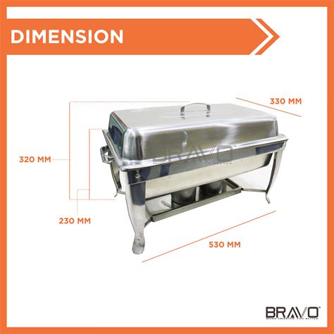 BRAVO [Chafing Dish FULL SIZE] Stainless Steel Rectangular Chafing Dish Food Preparation Bekas ...