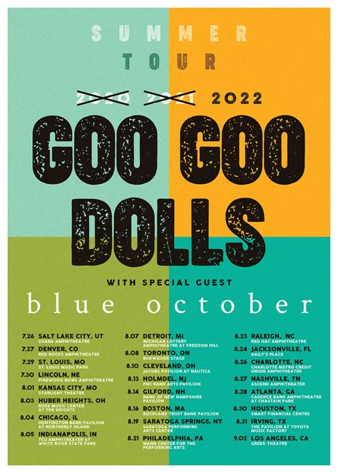 Summer Tour Rescheduled Dates for 2022 | Goo Goo Dolls