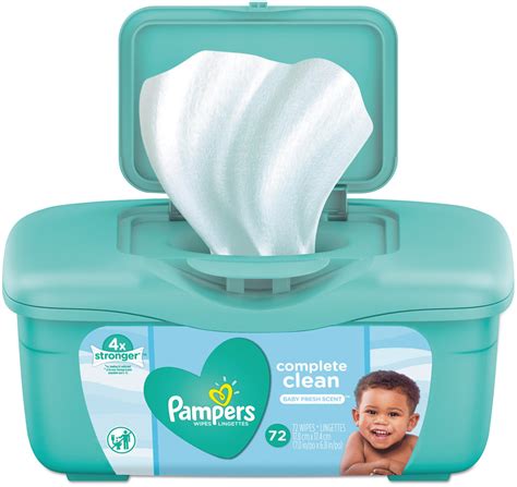 P&G Professional 75476 Pampers® Complete Clean Baby Wipes, 1 Ply, Baby Fresh, 72 Wipes/Tub, 8 ...