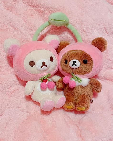 San-X Rilakkuma Cherry Korilakkuma and Chairoikoguma Plush in 2023 ...