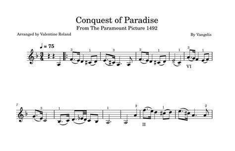 Conquest Of Paradise (arr. Valentine Roland) Sheet Music | Vangelis ...