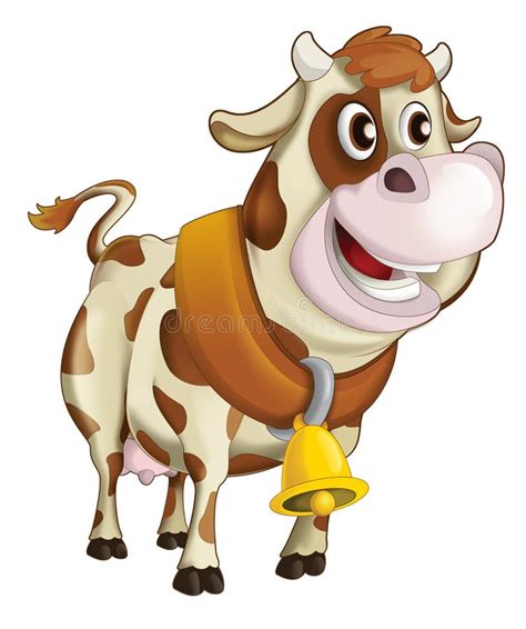 Cartoon Happy Scene with Cow Bull is Looking and Smiling Illustration ...