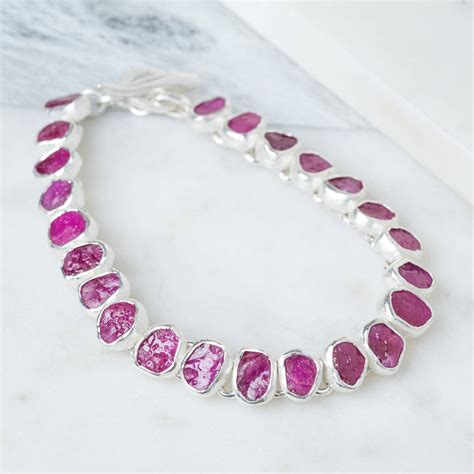 raw ruby july birthstone bracelet by sugar mango | notonthehighstreet.com