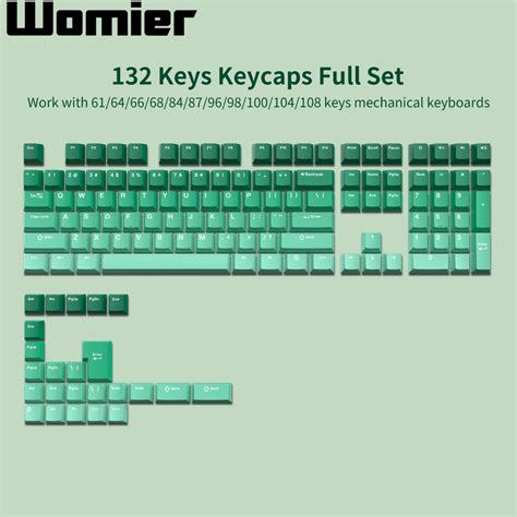 WOMIER 132/133 Low Profile/cherry profile PBT Keycap Gradient keycaps ...