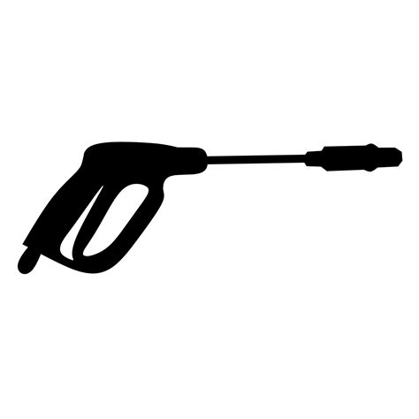 Pressure car wash vector silhouette isolated on white background. A good water gun tool is used ...