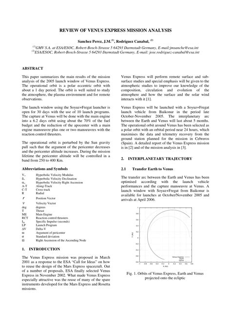 (PDF) Review of Venus Express Mission Analysis