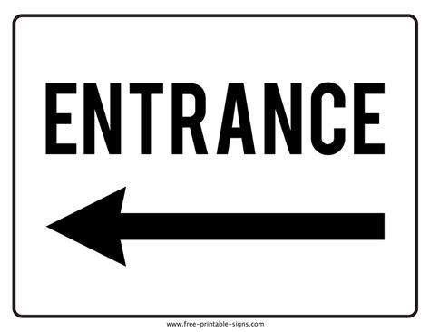 Printable Entrance Sign With Left Arrow – Free Printable Signs