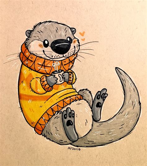 Maggie loves otters | Cute drawings, Otter art, Animal drawings