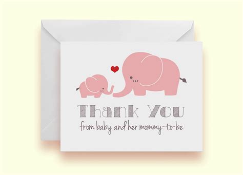 Buy Handmade Pink Elephant Baby Shower Thank-You Cards - Set Of 10, made to order from Rational ...