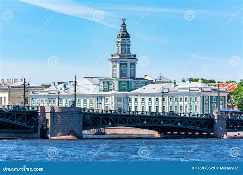 Kunstkamera Museum and Palace Bridge Over Neva River, Saint Petersburg, Russia Stock Image ...