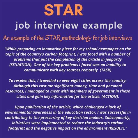 STAR Method Answer Example for Job Interviews | Job interview, Job ...