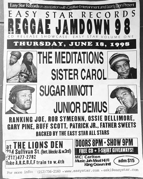 UPCOMING NYC REGGAE EVENTS - Easy Star Records