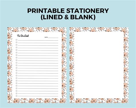 Printable Stationery and Notes Card Instant Download Floral - Etsy