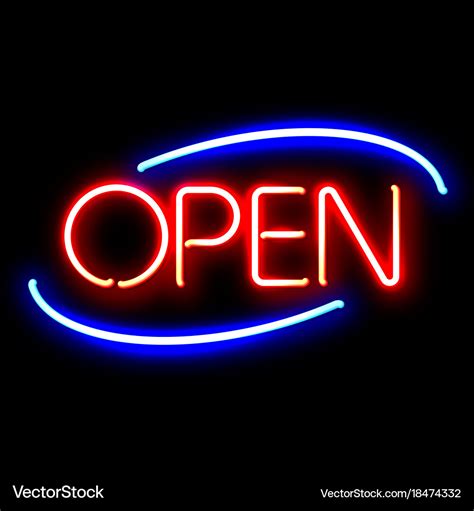 Neon open sign Royalty Free Vector Image - VectorStock