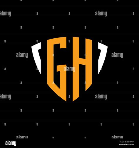 GH logo with shield white orange shape design template isolated on black background Stock Vector ...