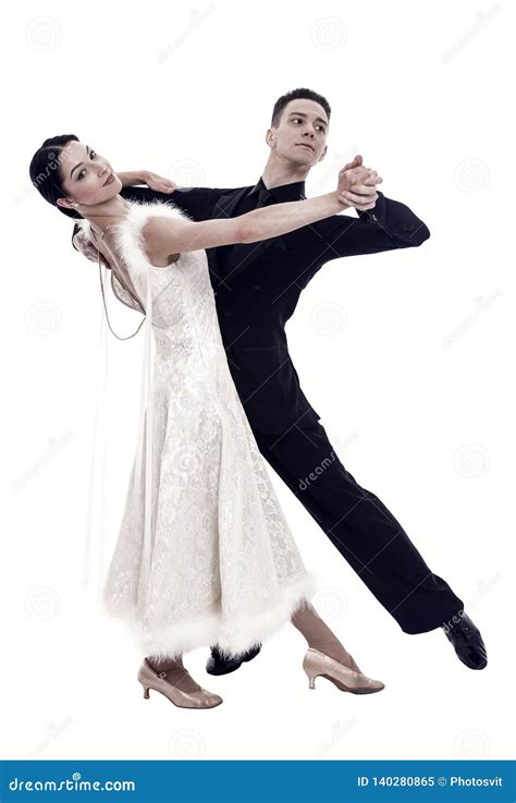 Ballroom Dance Couple in a Dance Pose Isolated on White Stock Image - Image of ballroom, mature ...