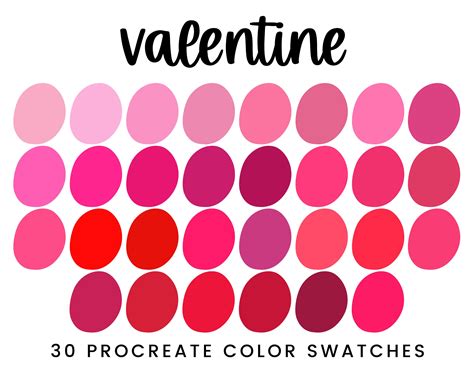 Valentine Procreate Color Palette Swatches, Instant Download - Etsy | Brand color palette, Color ...