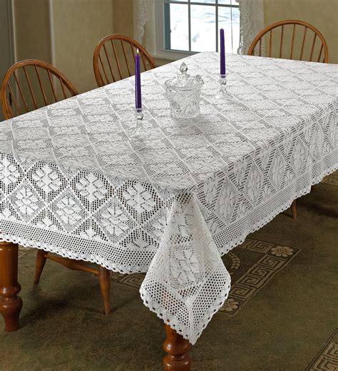 Stars Crochet Vintage Lace Design Tablecloth 60" by 120" Oblong ...