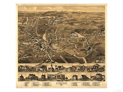 Uxbridge, Massachusetts - Panoramic Map Art Print at Art.com | Panoramic map, Panoramic, Map art ...