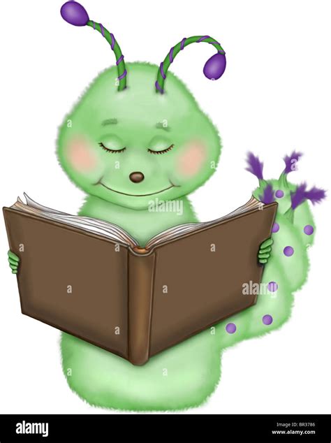 An illustration of a caterpillar reading a book Stock Photo - Alamy