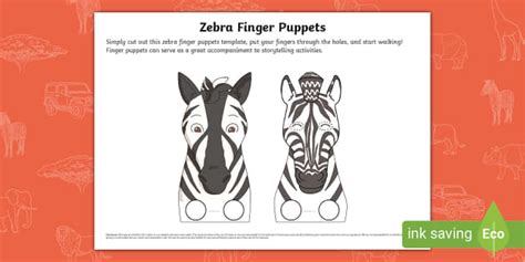 FREE! - Zebra Finger Puppets (teacher made) - Twinkl