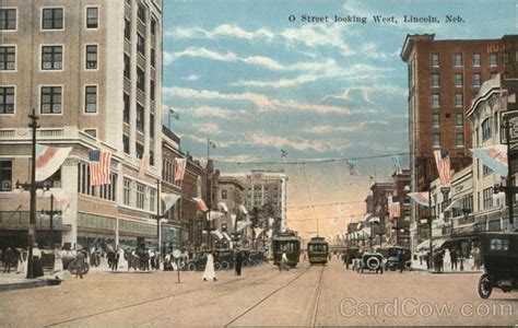 O Street Looking West Lincoln, NE Postcard