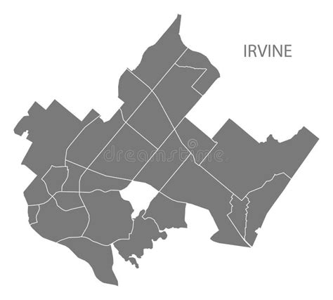 Irvine California City Map with Neighborhoods Grey Illustration ...